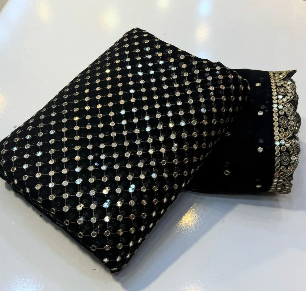 Hiba Bukhari Formal Chiffon 3pc (Black)