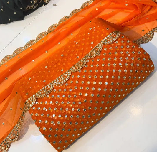 Hiba Bukhari Formal Chiffon 3pc (Orange)