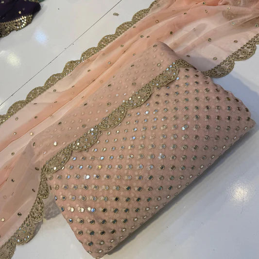 Hiba Bukhari Formal Chiffon 3pc (Peach)